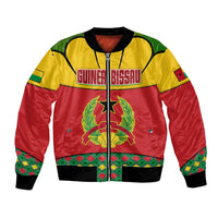 Guinea Bissau Bomber Jacket with Red Yellow Green Geometric Design - Wonder Print Shop