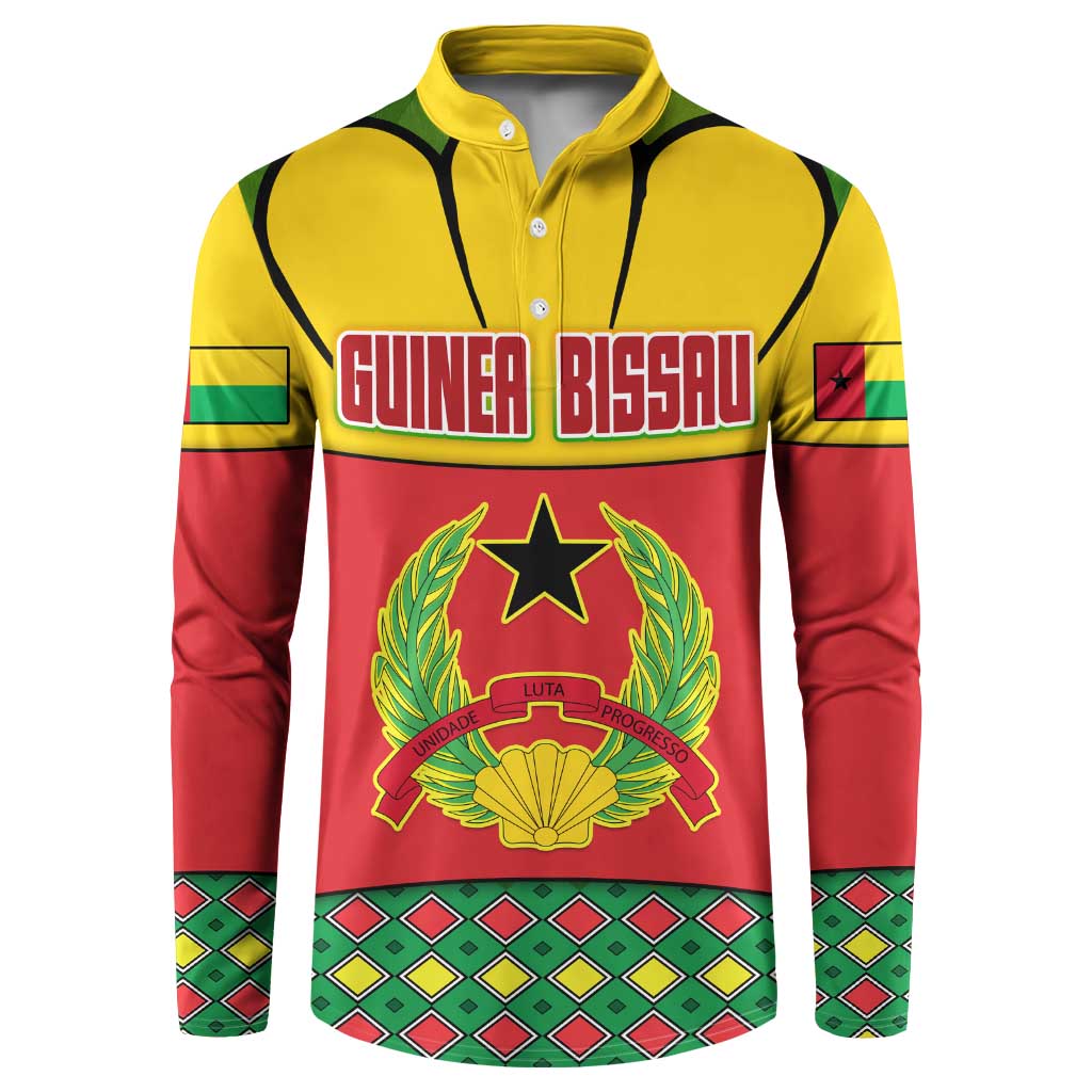 Guinea Bissau Button Sweatshirt with Red Yellow Green Geometric Design - Wonder Print Shop