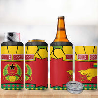 Guinea Bissau 4 in 1 Can Cooler Tumbler with Red Yellow Green Geometric Design - Wonder Print Shop