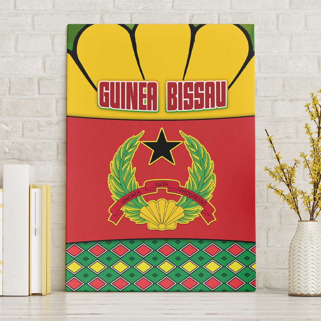 Guinea Bissau Canvas Wall Art with Red Yellow Green Geometric Design - Wonder Print Shop