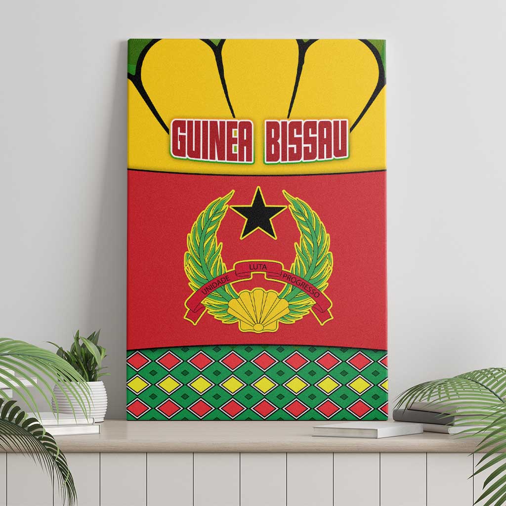 Guinea Bissau Canvas Wall Art with Red Yellow Green Geometric Design - Wonder Print Shop