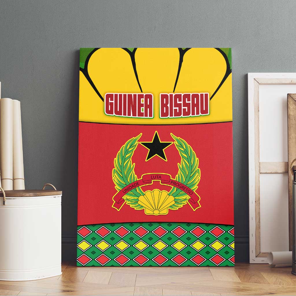 Guinea Bissau Canvas Wall Art with Red Yellow Green Geometric Design - Wonder Print Shop