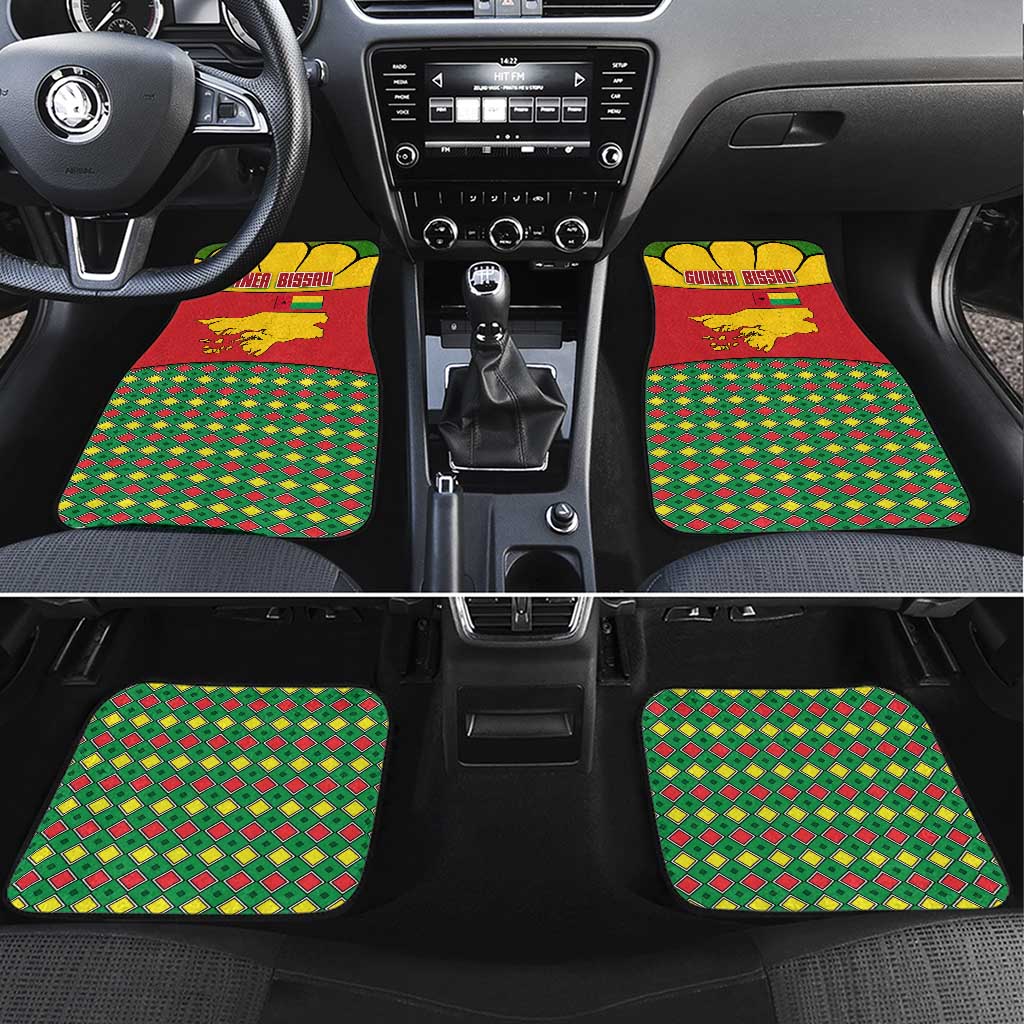 Guinea Bissau Car Mats with Red Yellow Green Geometric Design - Wonder Print Shop