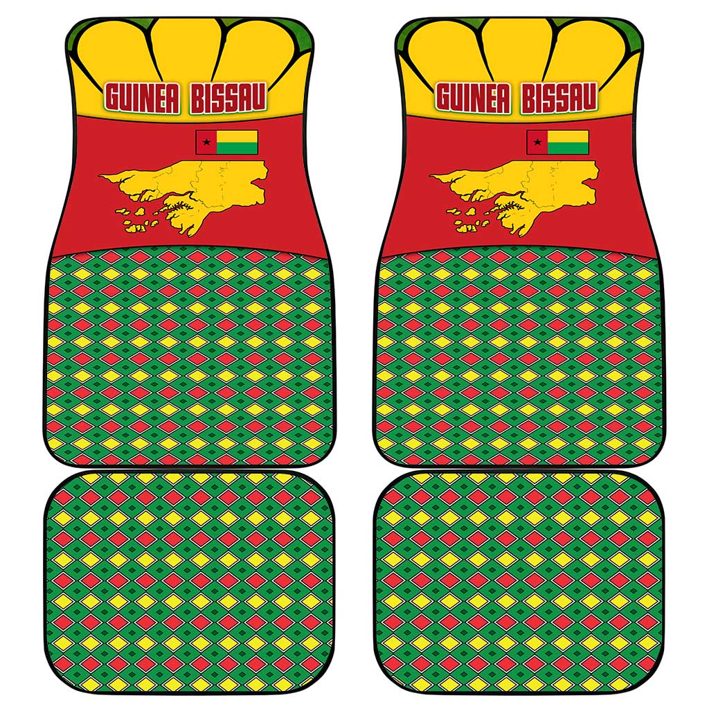 Guinea Bissau Car Mats with Red Yellow Green Geometric Design - Wonder Print Shop