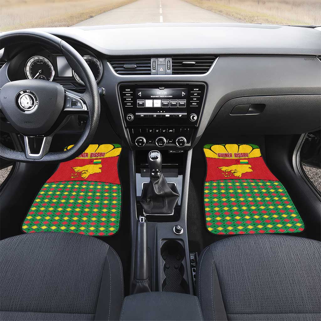 Guinea Bissau Car Mats with Red Yellow Green Geometric Design - Wonder Print Shop