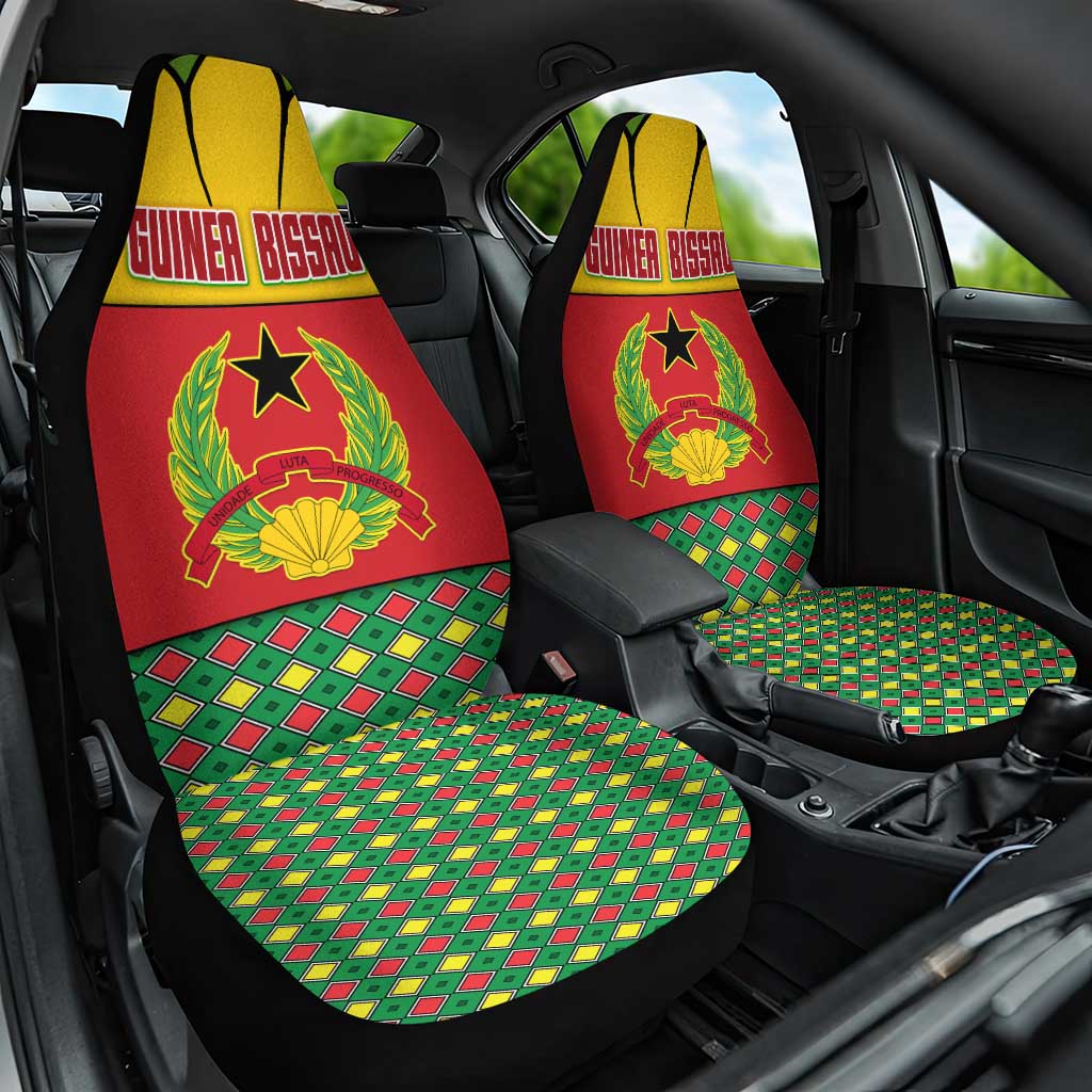 Guinea Bissau Car Seat Cover with Red Yellow Green Geometric Design - Wonder Print Shop