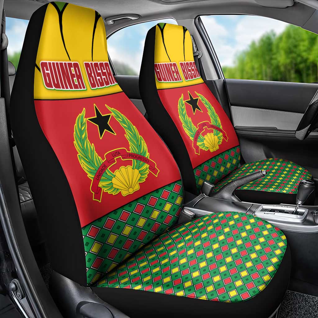 Guinea Bissau Car Seat Cover with Red Yellow Green Geometric Design - Wonder Print Shop