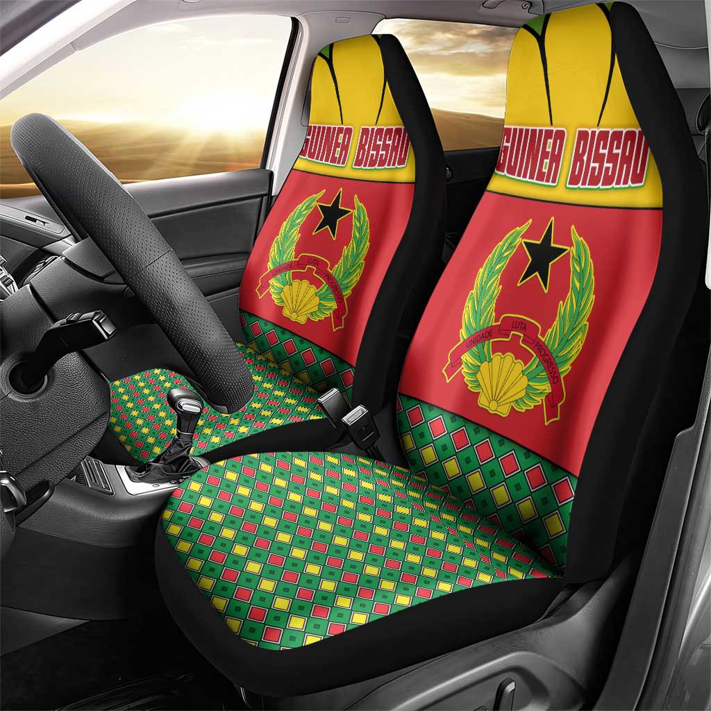 Guinea Bissau Car Seat Cover with Red Yellow Green Geometric Design - Wonder Print Shop