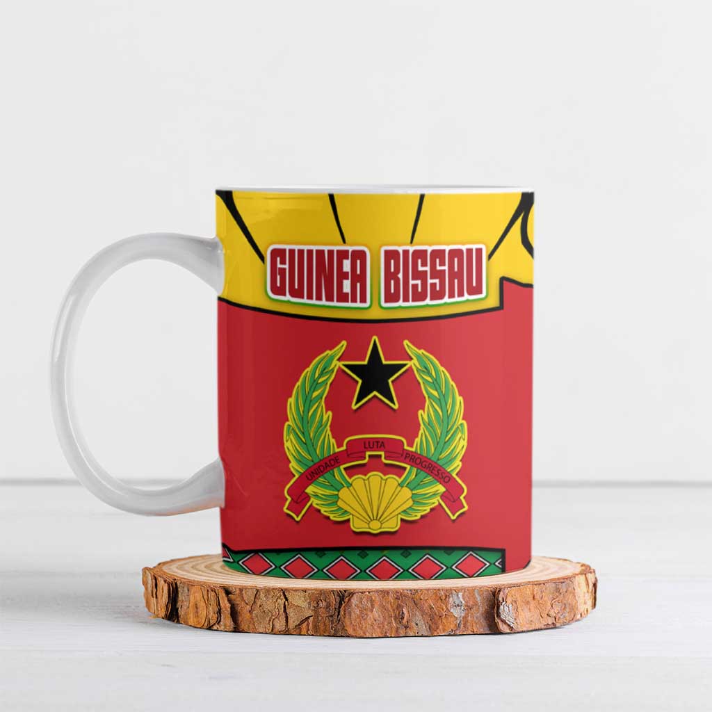 Guinea Bissau Ceramic Mug with Red Yellow Green Geometric Design - Wonder Print Shop