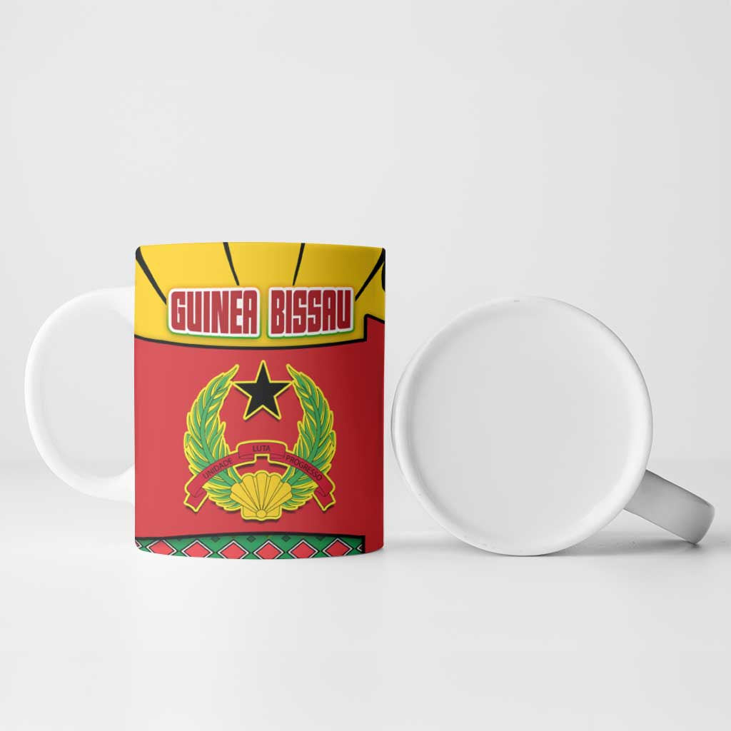 Guinea Bissau Ceramic Mug with Red Yellow Green Geometric Design - Wonder Print Shop