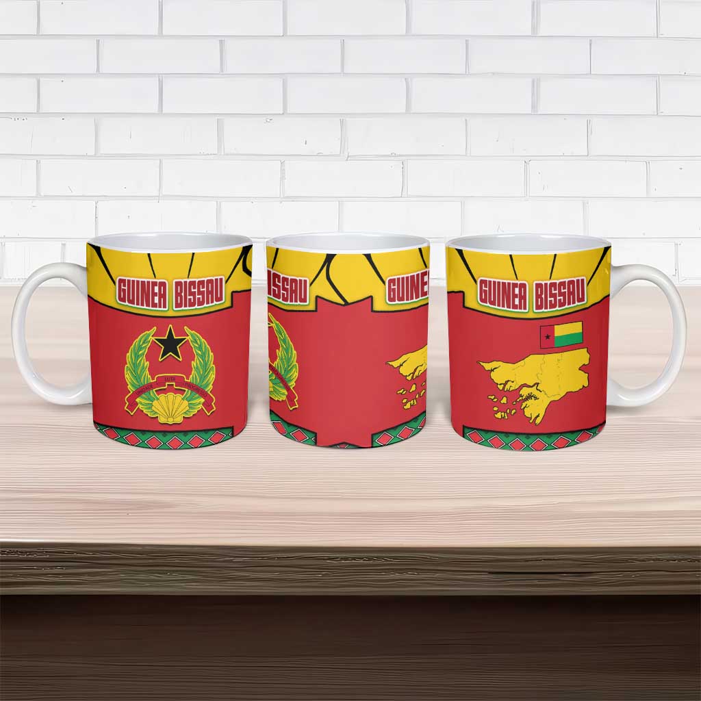 Guinea Bissau Ceramic Mug with Red Yellow Green Geometric Design - Wonder Print Shop