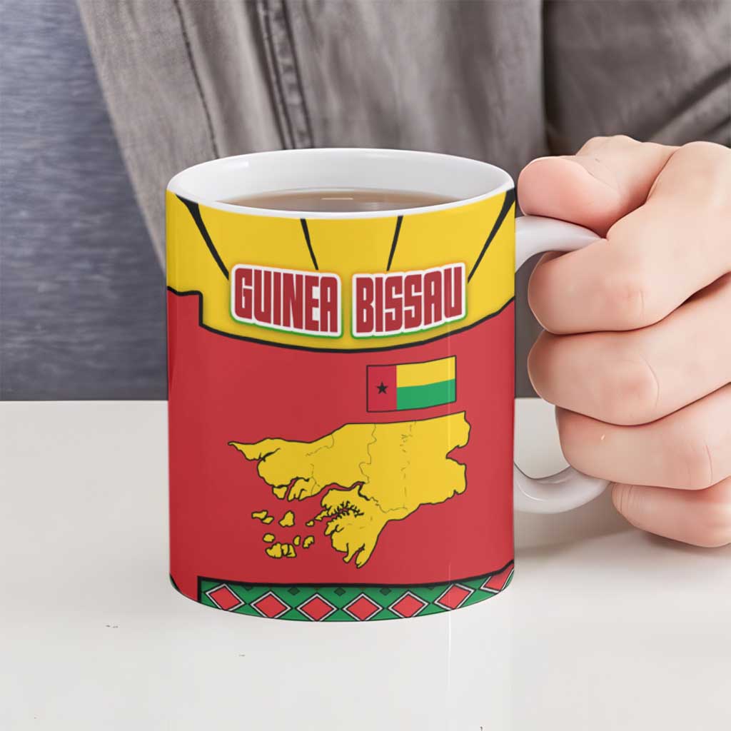 Guinea Bissau Ceramic Mug with Red Yellow Green Geometric Design - Wonder Print Shop