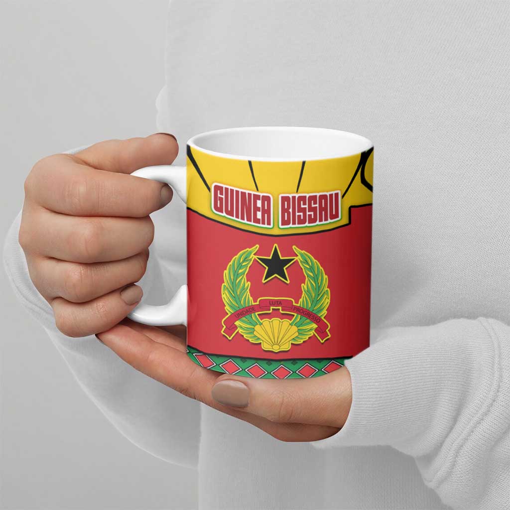 Guinea Bissau Ceramic Mug with Red Yellow Green Geometric Design - Wonder Print Shop