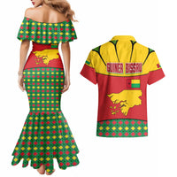 Guinea Bissau Couples Matching Mermaid Dress and Hawaiian Shirt with Red Yellow Green Geometric Design - Wonder Print Shop