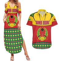 Guinea Bissau Couples Matching Summer Maxi Dress and Hawaiian Shirt with Red Yellow Green Geometric Design - Wonder Print Shop