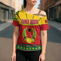 Guinea Bissau Cross Shoulder Shirt with Red Yellow Green Geometric Design - Wonder Print Shop
