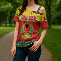 Guinea Bissau Cross Shoulder Shirt with Red Yellow Green Geometric Design - Wonder Print Shop