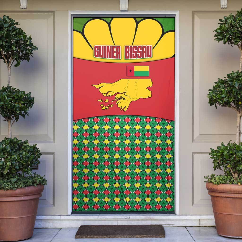 Guinea Bissau Door Cover with Red Yellow Green Geometric Design - Wonder Print Shop
