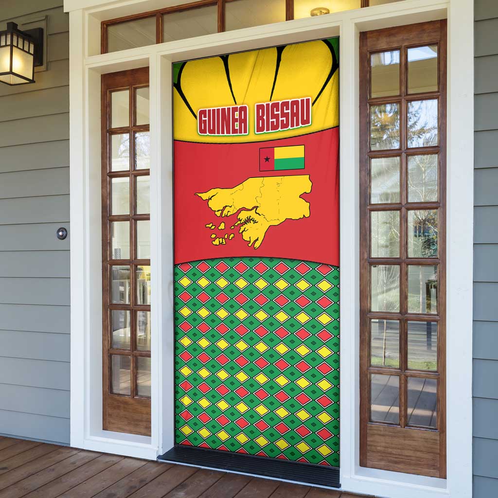 Guinea Bissau Door Cover with Red Yellow Green Geometric Design - Wonder Print Shop