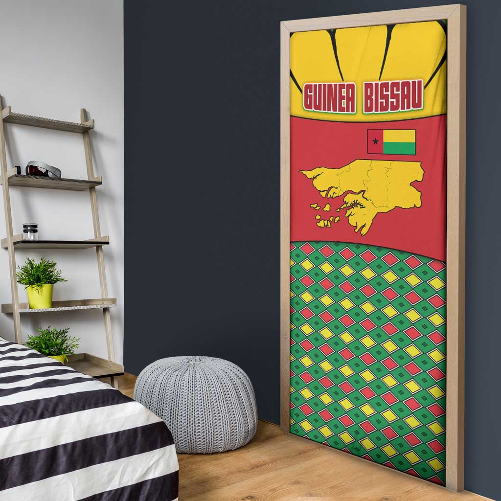 Guinea Bissau Door Cover with Red Yellow Green Geometric Design - Wonder Print Shop