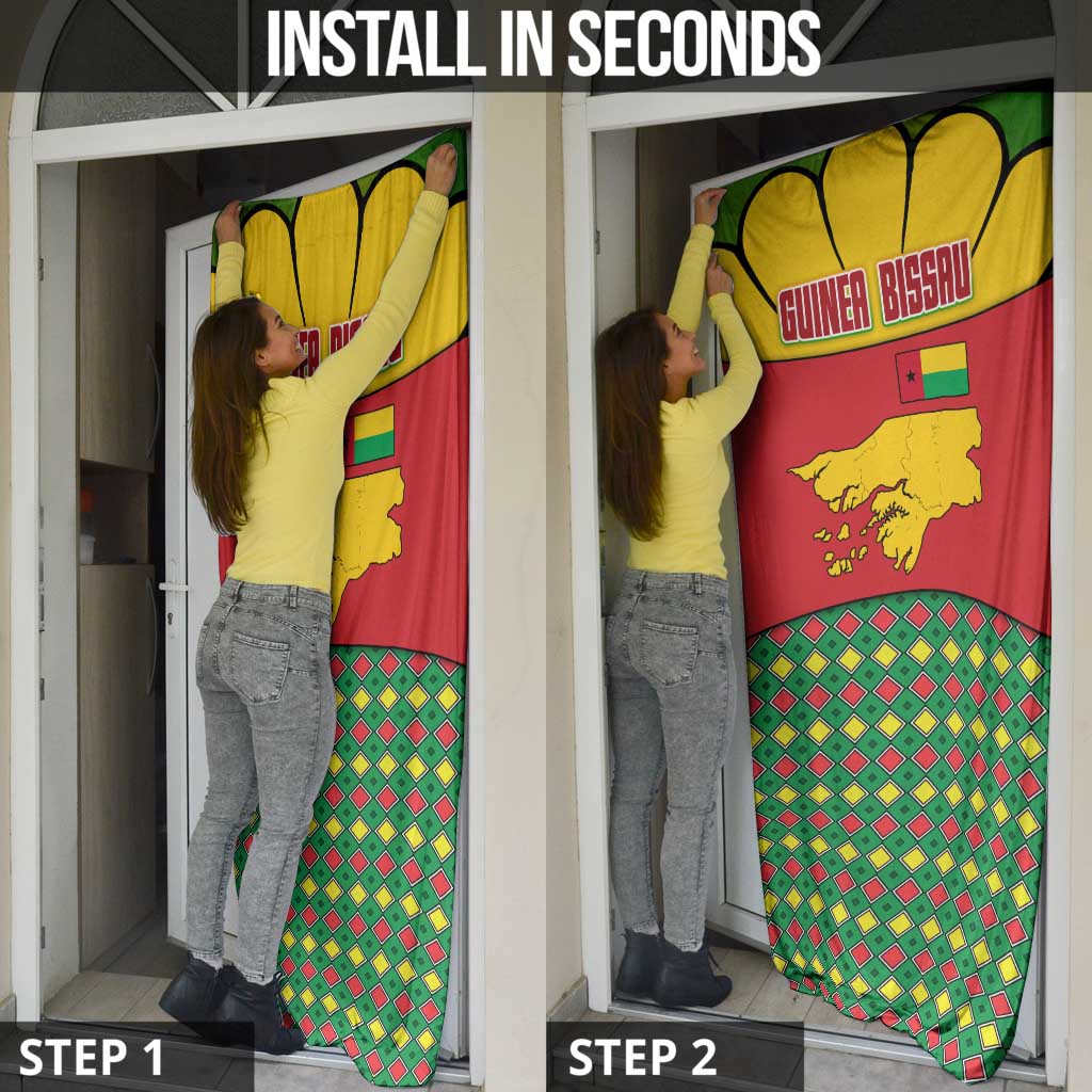 Guinea Bissau Door Cover with Red Yellow Green Geometric Design - Wonder Print Shop