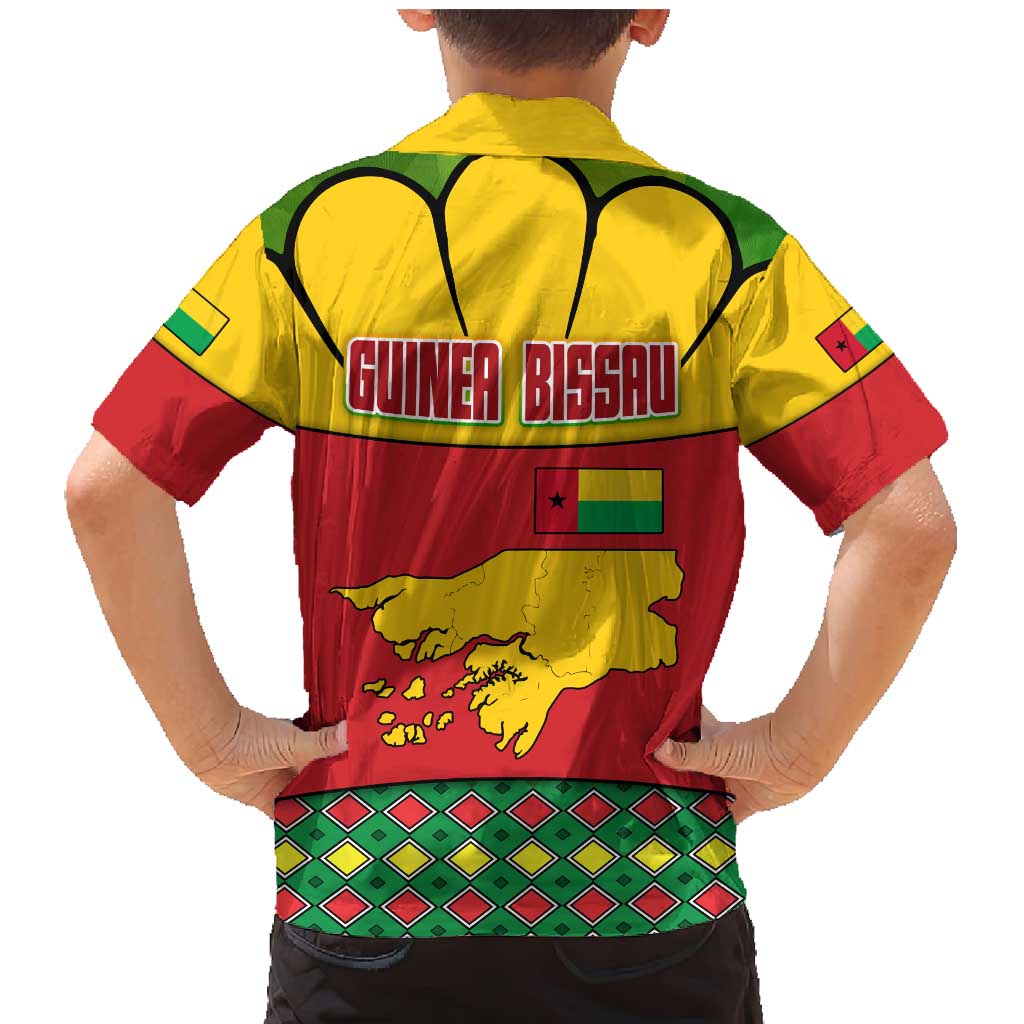 Guinea Bissau Family Matching Mermaid Dress and Hawaiian Shirt with Red Yellow Green Geometric Design - Wonder Print Shop
