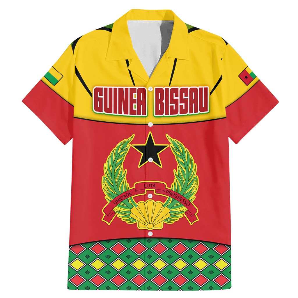 Guinea Bissau Family Matching Mermaid Dress and Hawaiian Shirt with Red Yellow Green Geometric Design - Wonder Print Shop