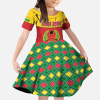 Guinea Bissau Family Matching Off Shoulder Maxi Dress and Hawaiian Shirt with Red Yellow Green Geometric Design - Wonder Print Shop