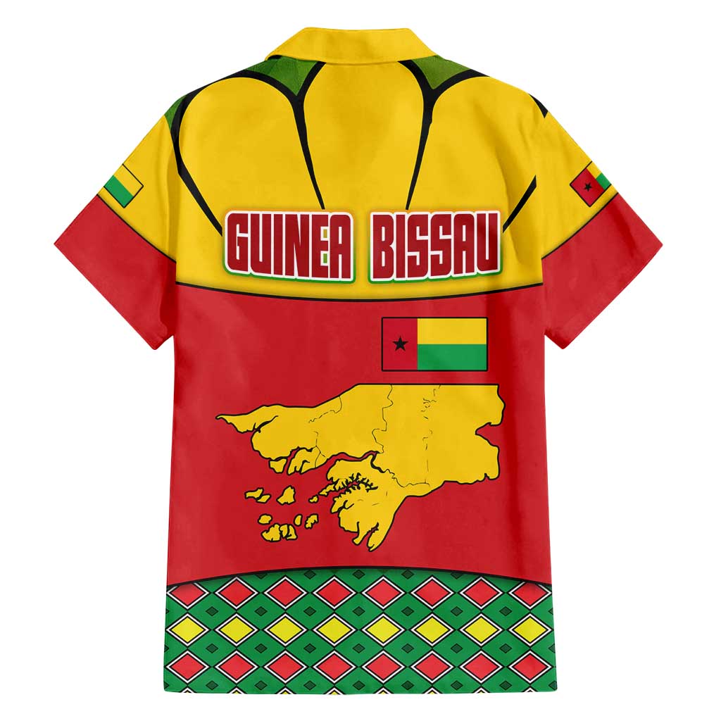 Guinea Bissau Family Matching Off Shoulder Maxi Dress and Hawaiian Shirt with Red Yellow Green Geometric Design - Wonder Print Shop
