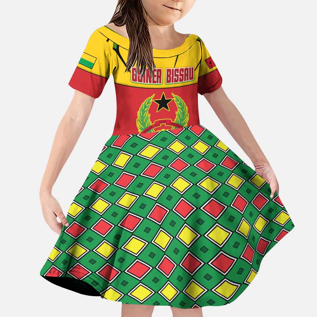 Guinea Bissau Family Matching Puletasi and Hawaiian Shirt with Red Yellow Green Geometric Design - Wonder Print Shop