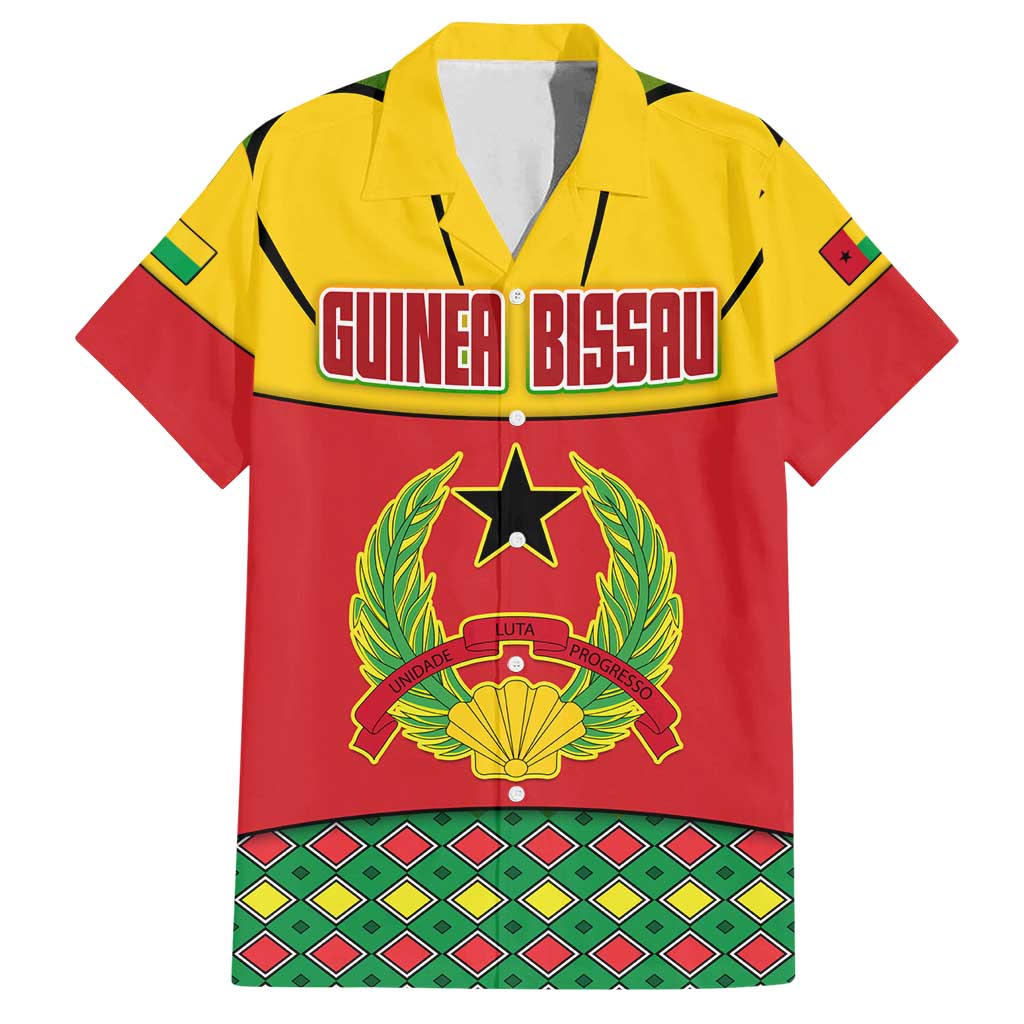 Guinea Bissau Family Matching Puletasi and Hawaiian Shirt with Red Yellow Green Geometric Design - Wonder Print Shop