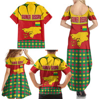Guinea Bissau Family Matching Summer Maxi Dress and Hawaiian Shirt with Red Yellow Green Geometric Design - Wonder Print Shop