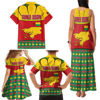 Guinea Bissau Family Matching Tank Maxi Dress and Hawaiian Shirt with Red Yellow Green Geometric Design - Wonder Print Shop