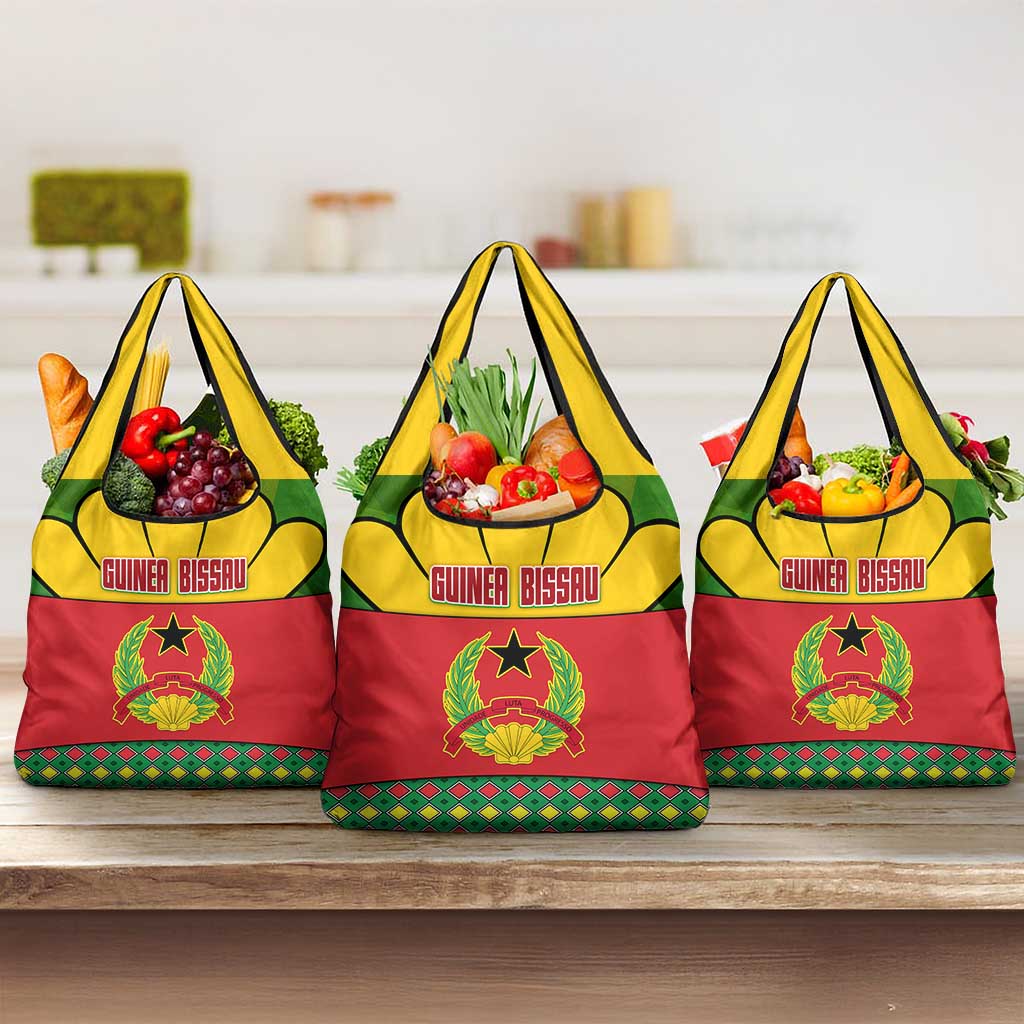Guinea Bissau Grocery Bag with Red Yellow Green Geometric Design - Wonder Print Shop