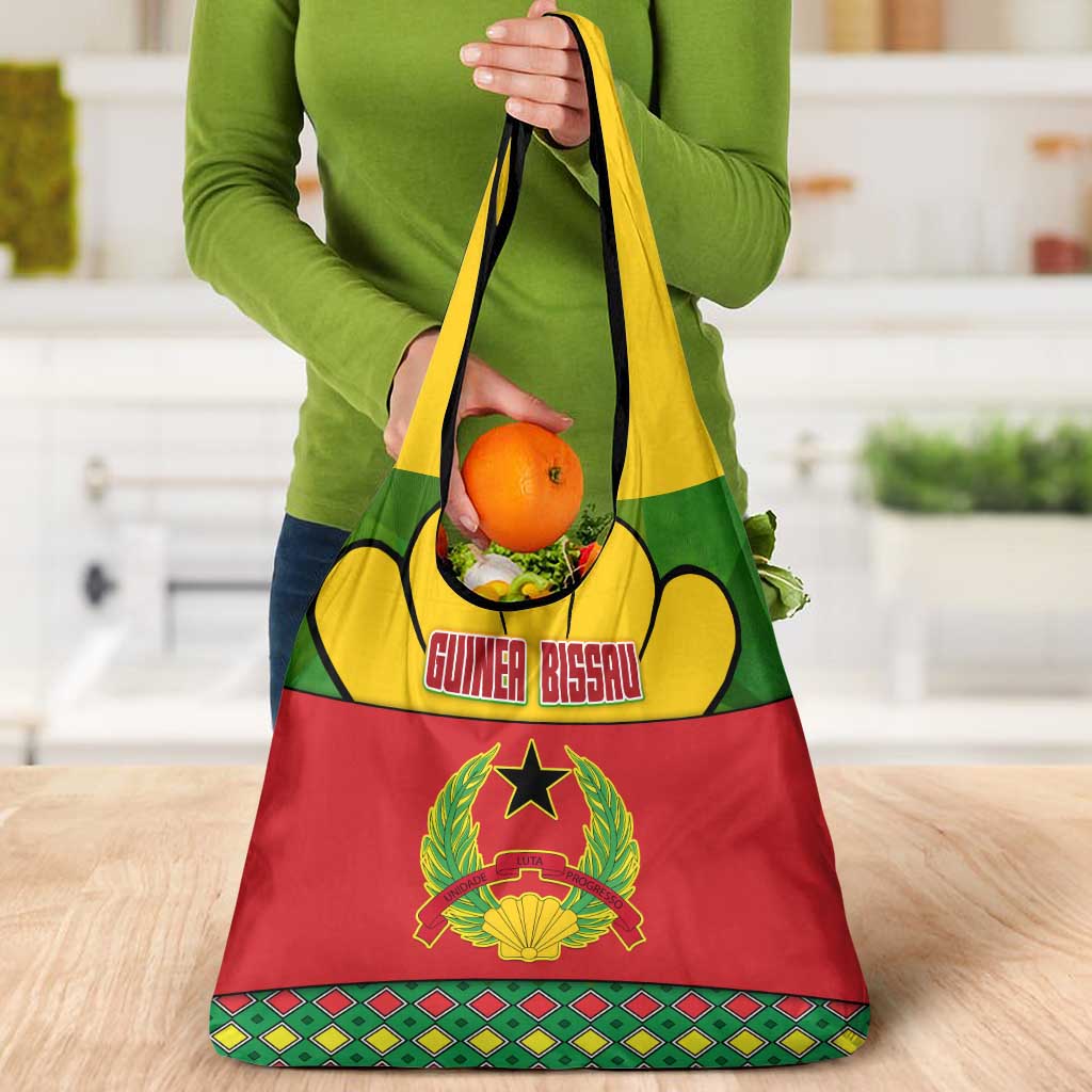 Guinea Bissau Grocery Bag with Red Yellow Green Geometric Design - Wonder Print Shop