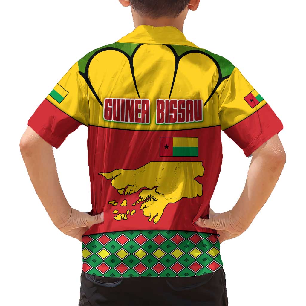Guinea Bissau Hawaiian Shirt with Red Yellow Green Geometric Design - Wonder Print Shop