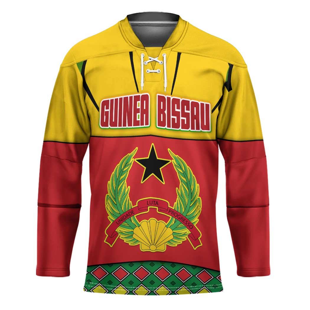 Guinea Bissau Hockey Jersey with Red Yellow Green Geometric Design - Wonder Print Shop