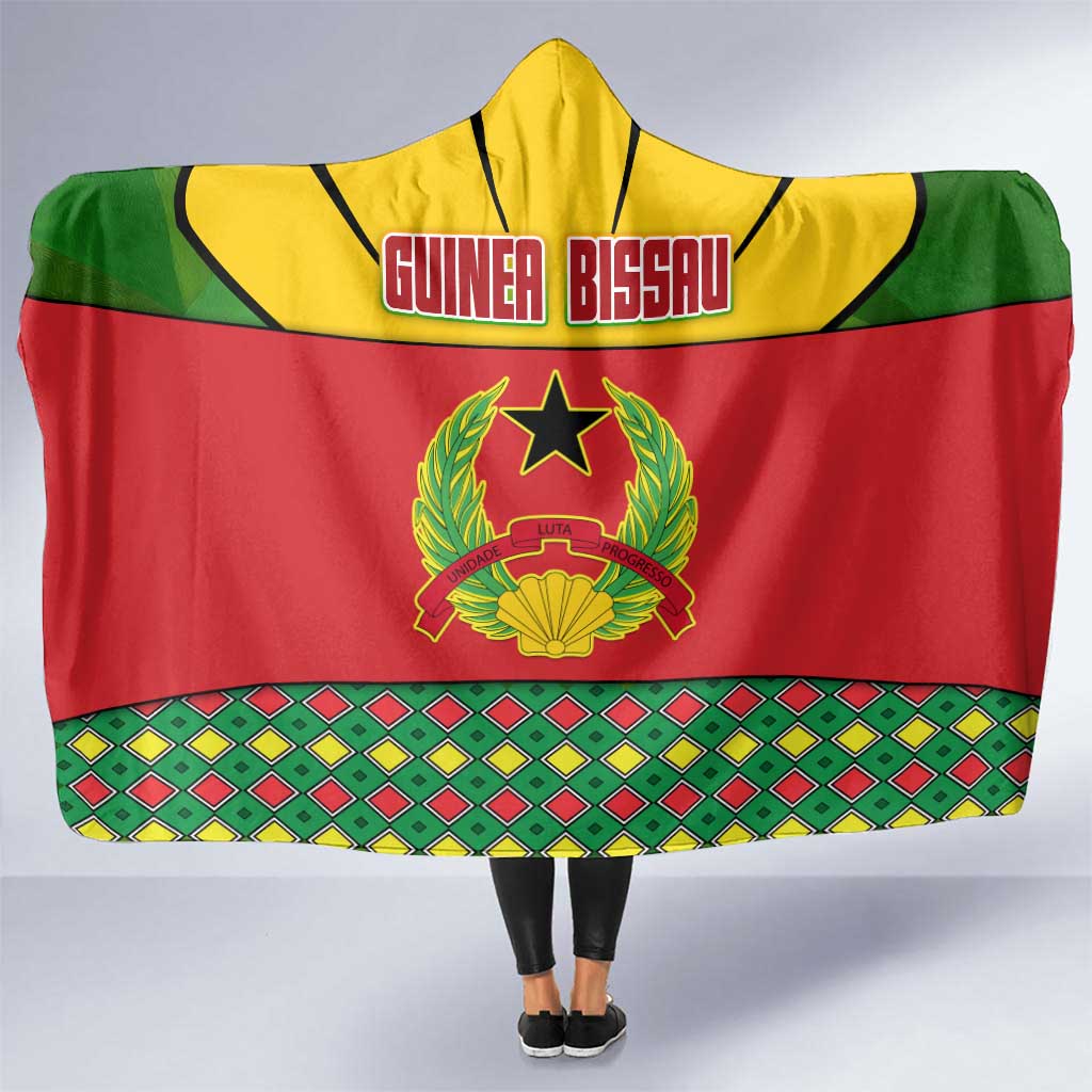 Guinea Bissau Hooded Blanket with Red Yellow Green Geometric Design - Wonder Print Shop
