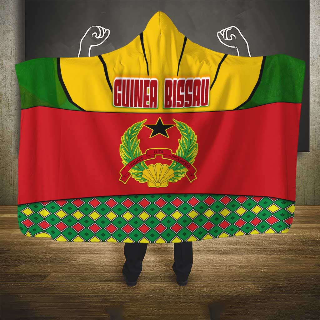 Guinea Bissau Hooded Blanket with Red Yellow Green Geometric Design - Wonder Print Shop