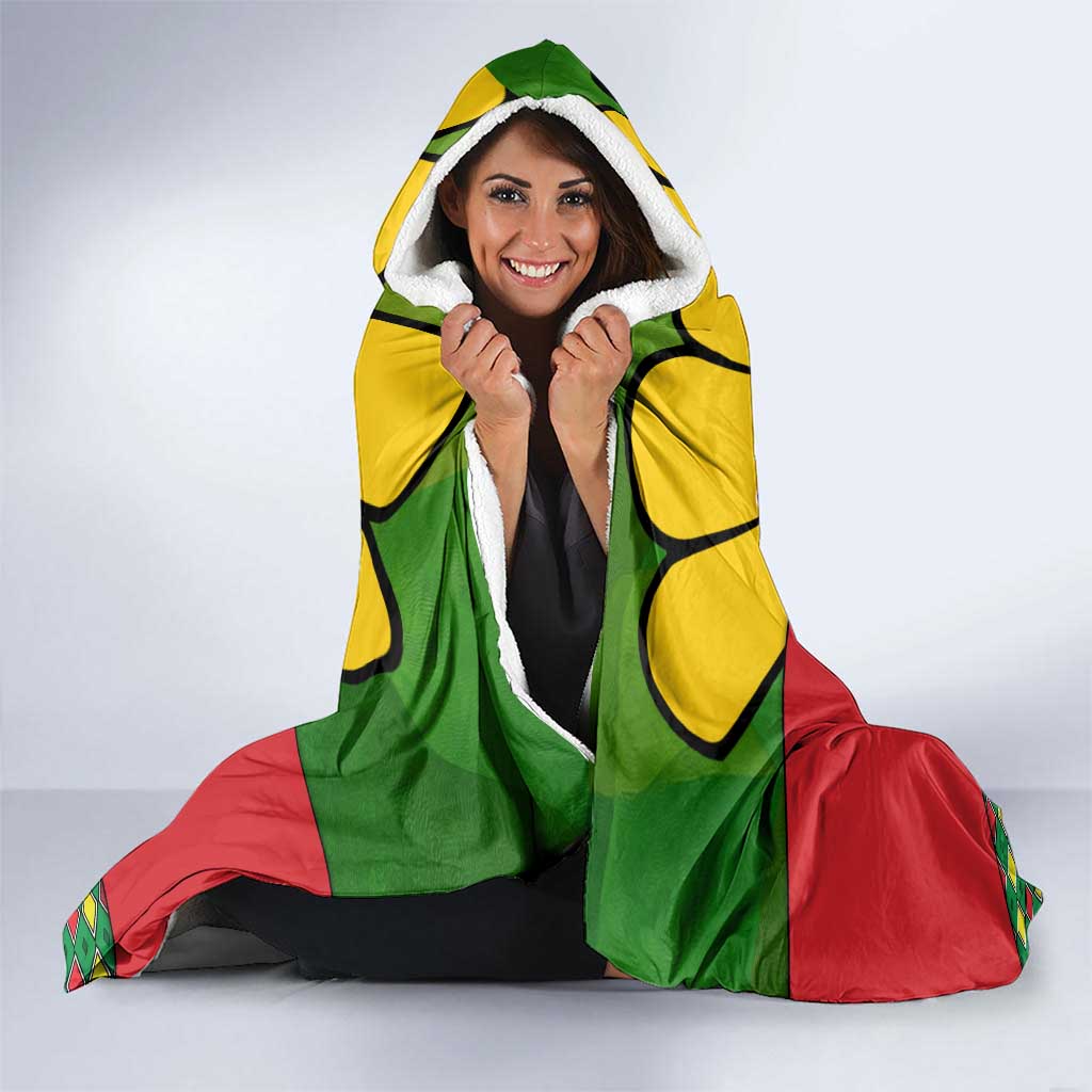 Guinea Bissau Hooded Blanket with Red Yellow Green Geometric Design - Wonder Print Shop