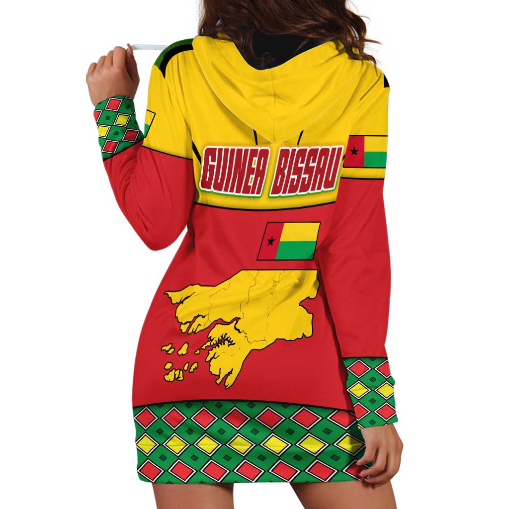 Guinea Bissau Hoodie Dress with Red Yellow Green Geometric Design - Wonder Print Shop