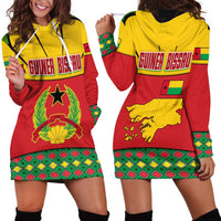 Guinea Bissau Hoodie Dress with Red Yellow Green Geometric Design - Wonder Print Shop