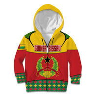 Guinea Bissau Kid Hoodie with Red Yellow Green Geometric Design - Wonder Print Shop