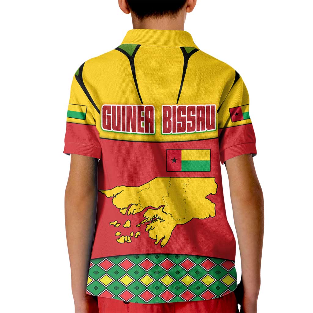 Guinea Bissau Kid Polo Shirt with Red Yellow Green Geometric Design - Wonder Print Shop