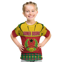 Guinea Bissau Kid T Shirt with Red Yellow Green Geometric Design - Wonder Print Shop