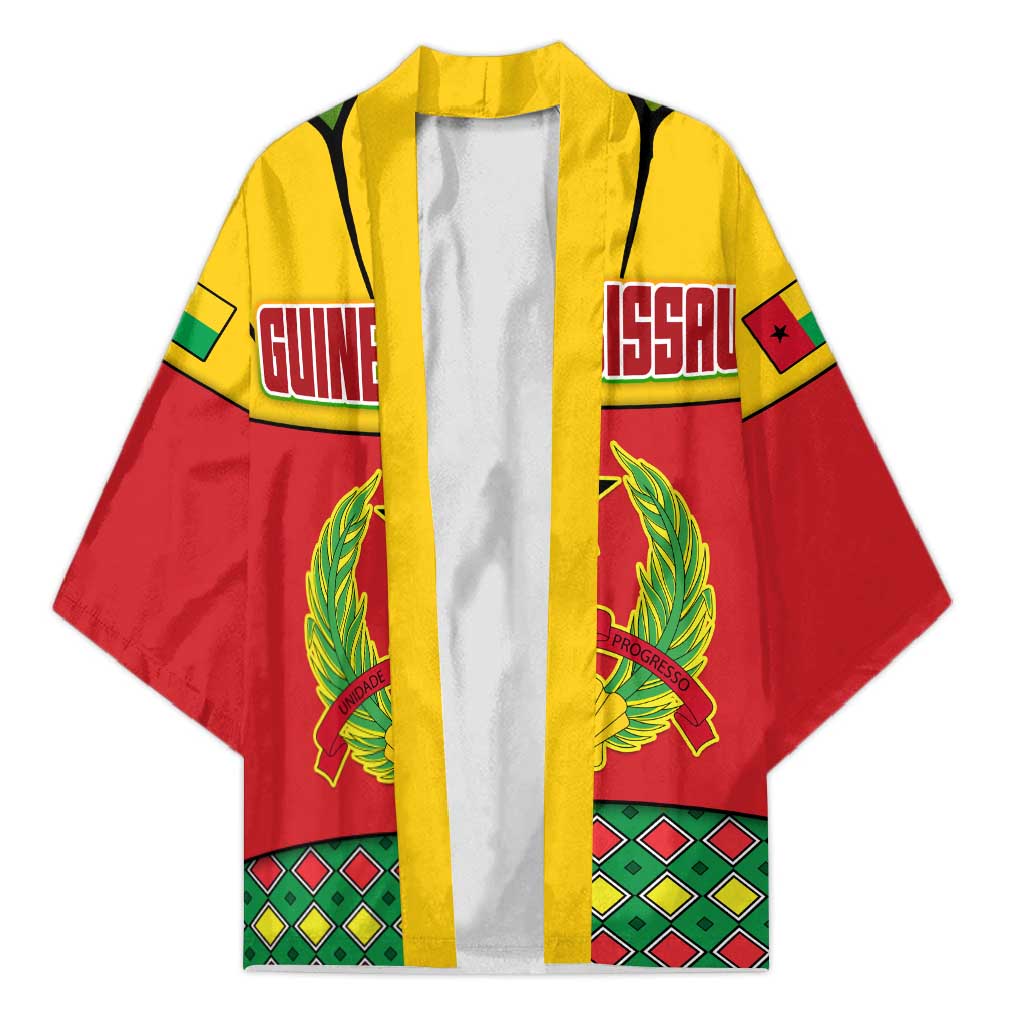 Guinea Bissau Kimono with Red Yellow Green Geometric Design - Wonder Print Shop
