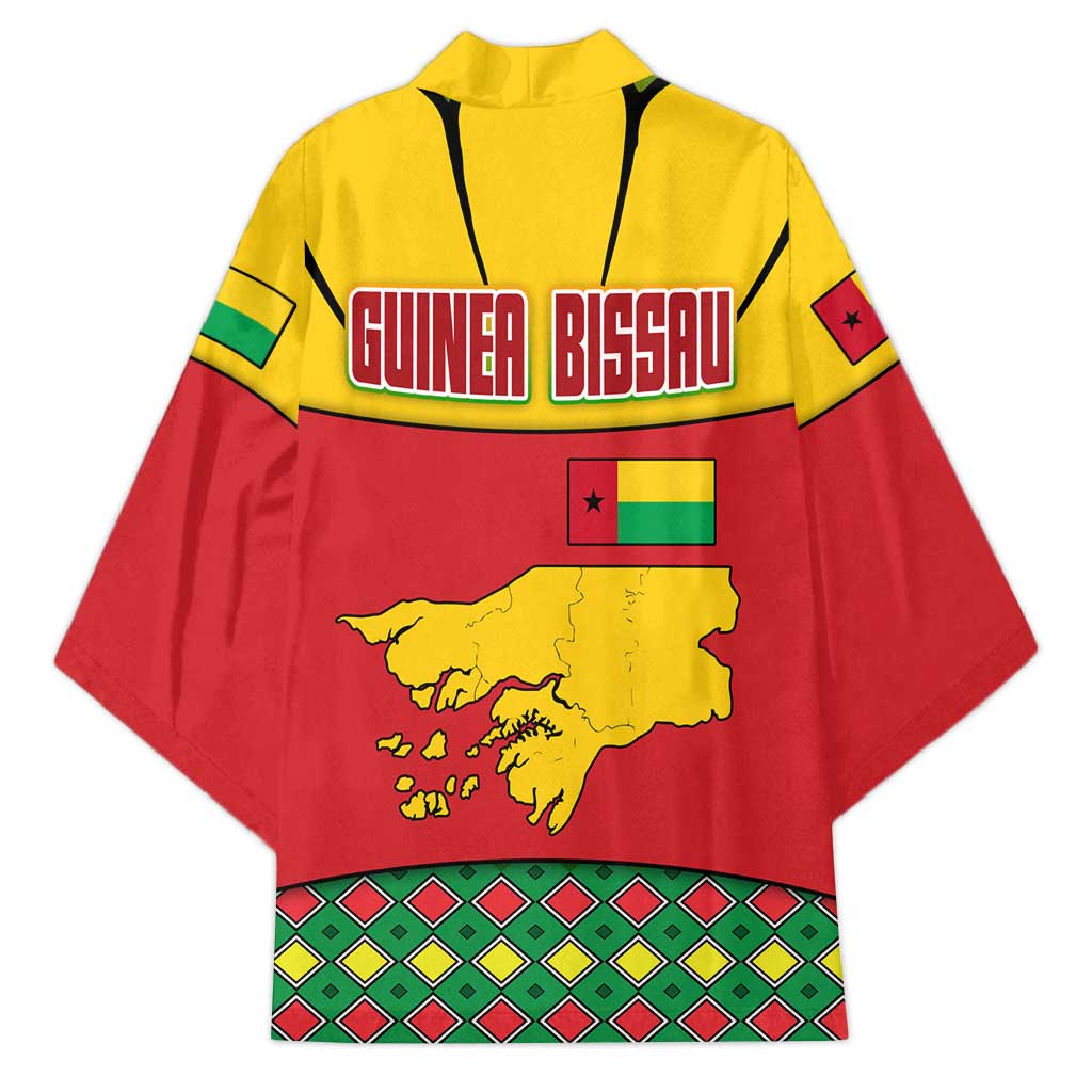 Guinea Bissau Kimono with Red Yellow Green Geometric Design - Wonder Print Shop