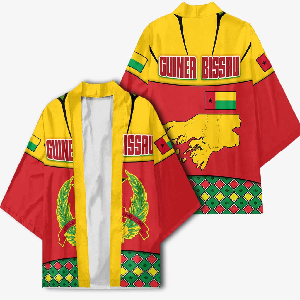 Guinea Bissau Kimono with Red Yellow Green Geometric Design - Wonder Print Shop