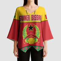Guinea Bissau Kimono Sleeve Blouse with Red Yellow Green Geometric Design - Wonder Print Shop