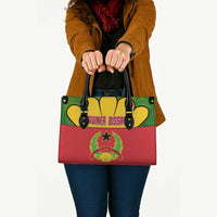 Guinea Bissau Leather Bag with Red Yellow Green Geometric Design - Wonder Print Shop